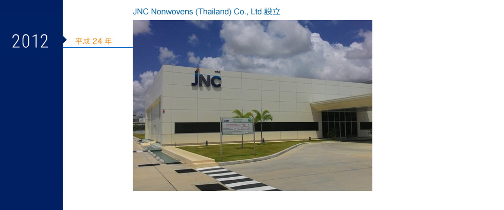 2013年 平成24年 JNC Nonwovens (Thailand) Co., Ltd.設立