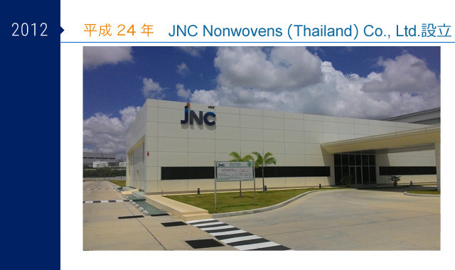 2012年 平成24年 JNC Nonwovens (Thailand) Co., Ltd.設立