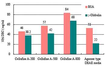 使用Cellufine A-500的人血清白蛋白和血红蛋白的分离数据