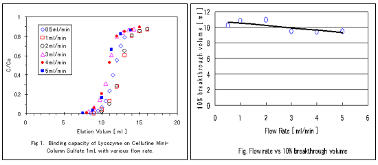 Comparison of dynamic binding capacity of Cellufine Sulfate mini -column